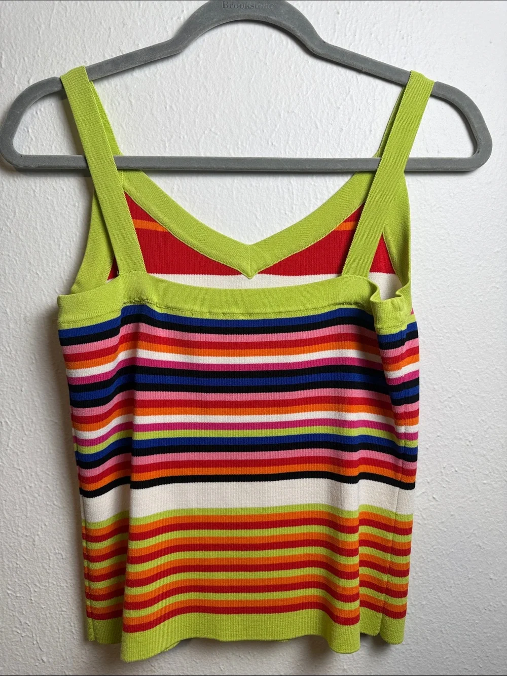 Venini Lime Multi-Striped V-Neck Tank
